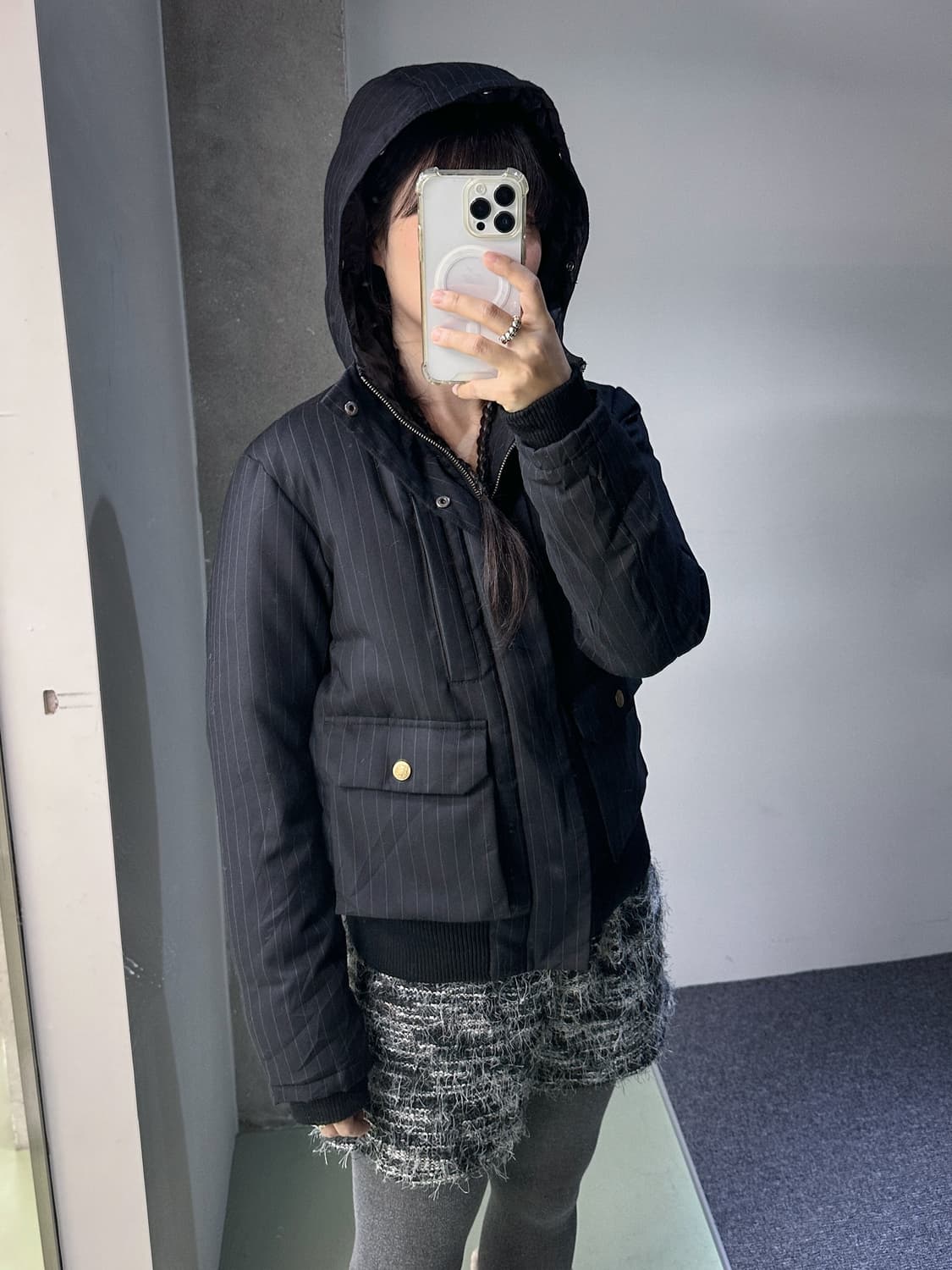 dark navy stripes padded hd jumper 상품이미지5