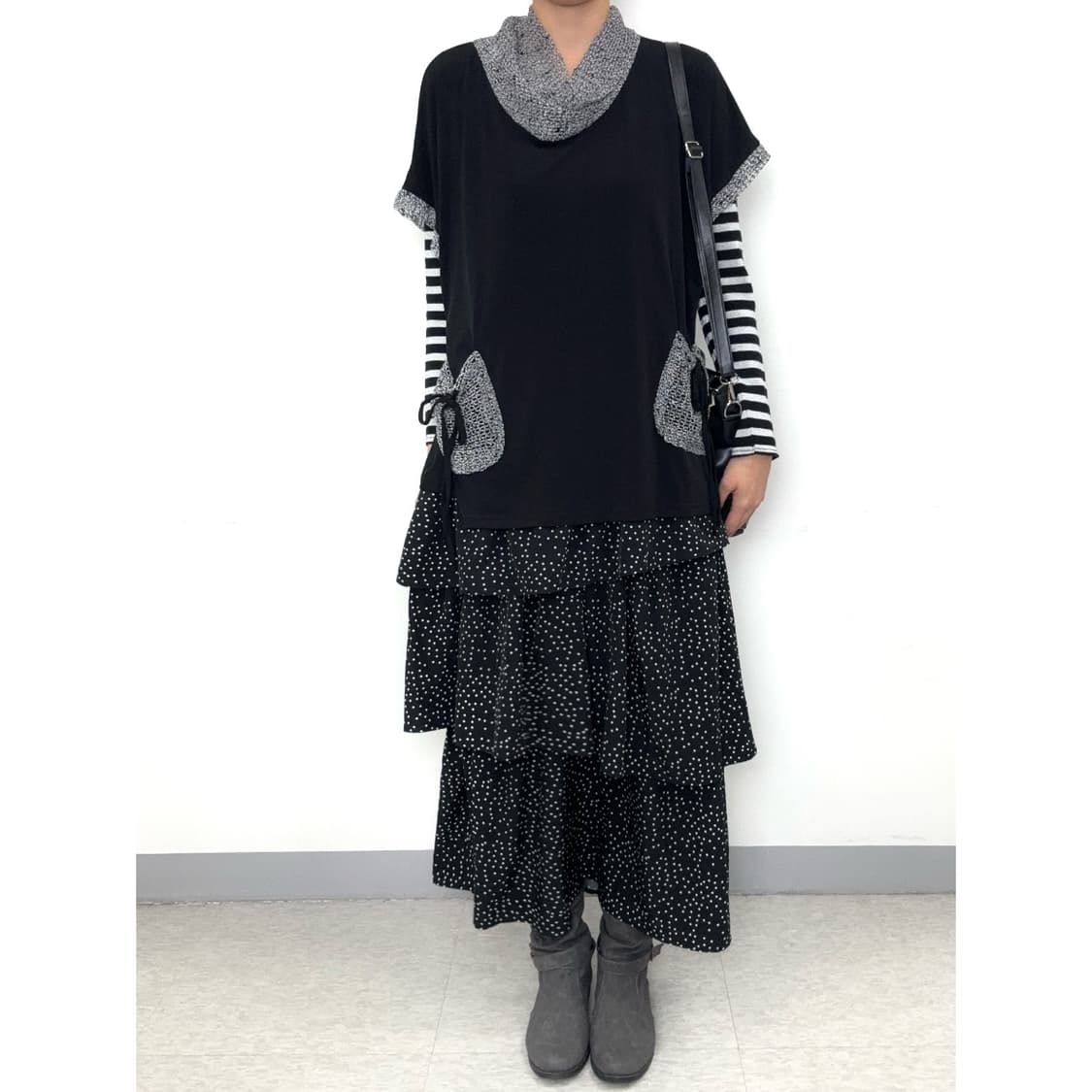 빈티지 블랙 도트 캉캉 스커트 상품이미지1