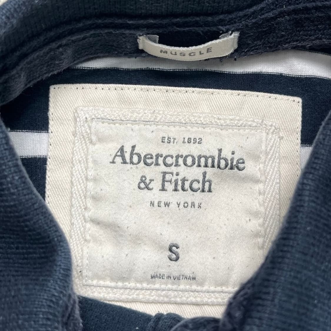  ABERCROMBIE & FITCH 스트라이프 카라티 네이비 S 상품이미지4