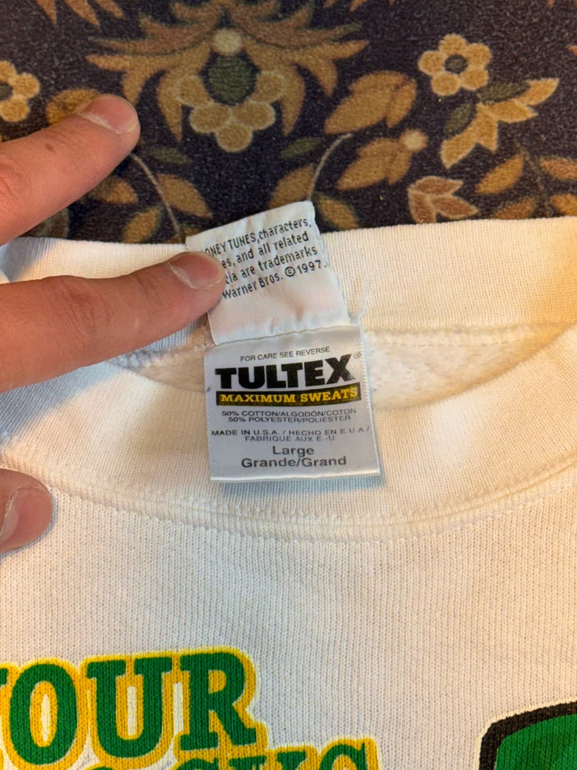90s 빈티지 툴텍스 워너브라더스 루니툰즈 TEZ 스웻셔츠 상품이미지5