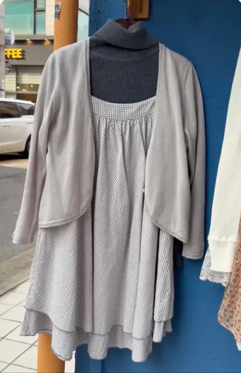 빈티지 모리걸 사와코 원피스 가디건 세트 몽글 후유 카메 카모메산장 상품이미지1