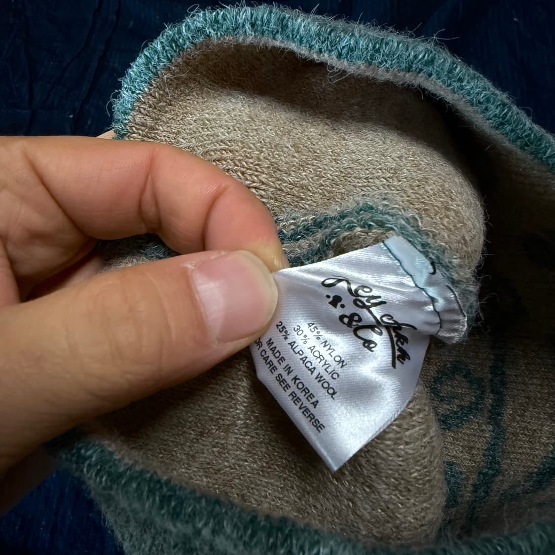 키앙크 알파카 울 블랜드 비니 [아쿠아블루/베이지] 상품이미지4