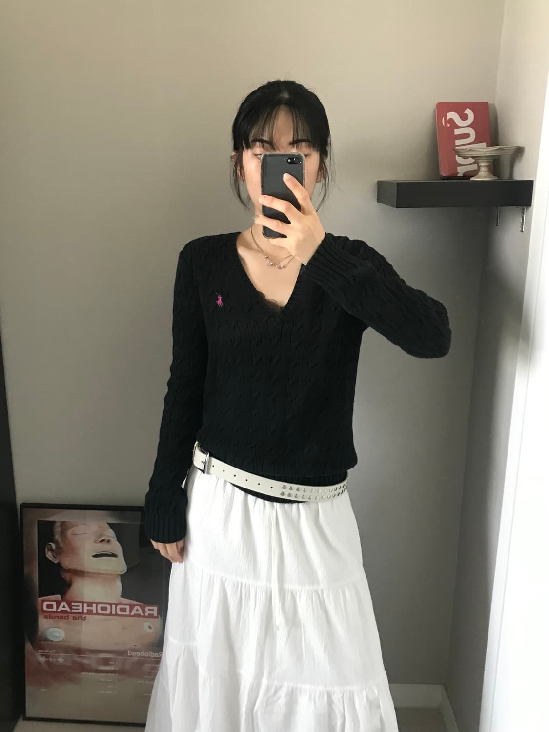 폴로 랄프로렌 포니 로고 브이넥 케이블 니트 상품이미지1