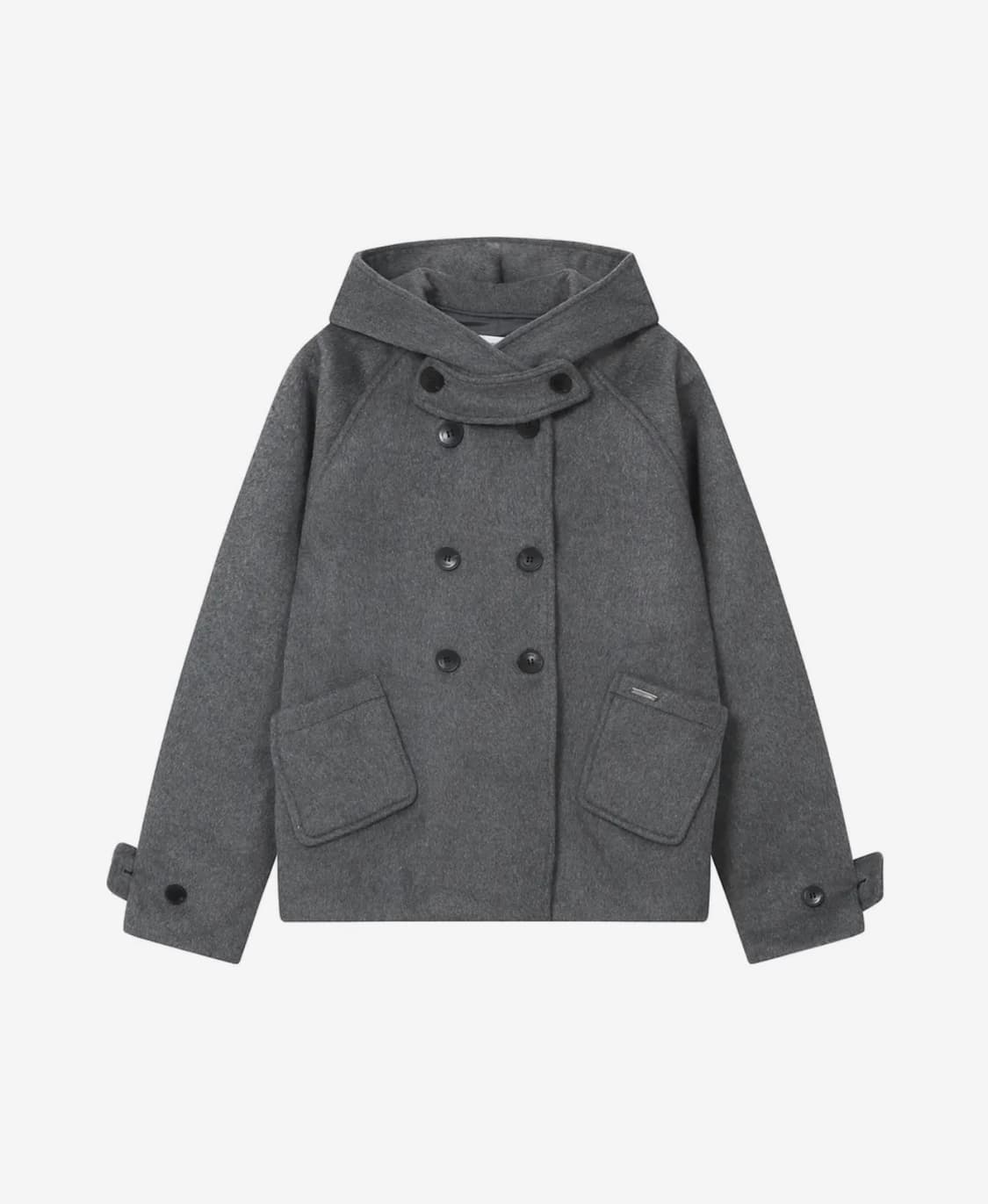 미세키서울 후드 더블 버튼 코트 차콜 상품이미지2