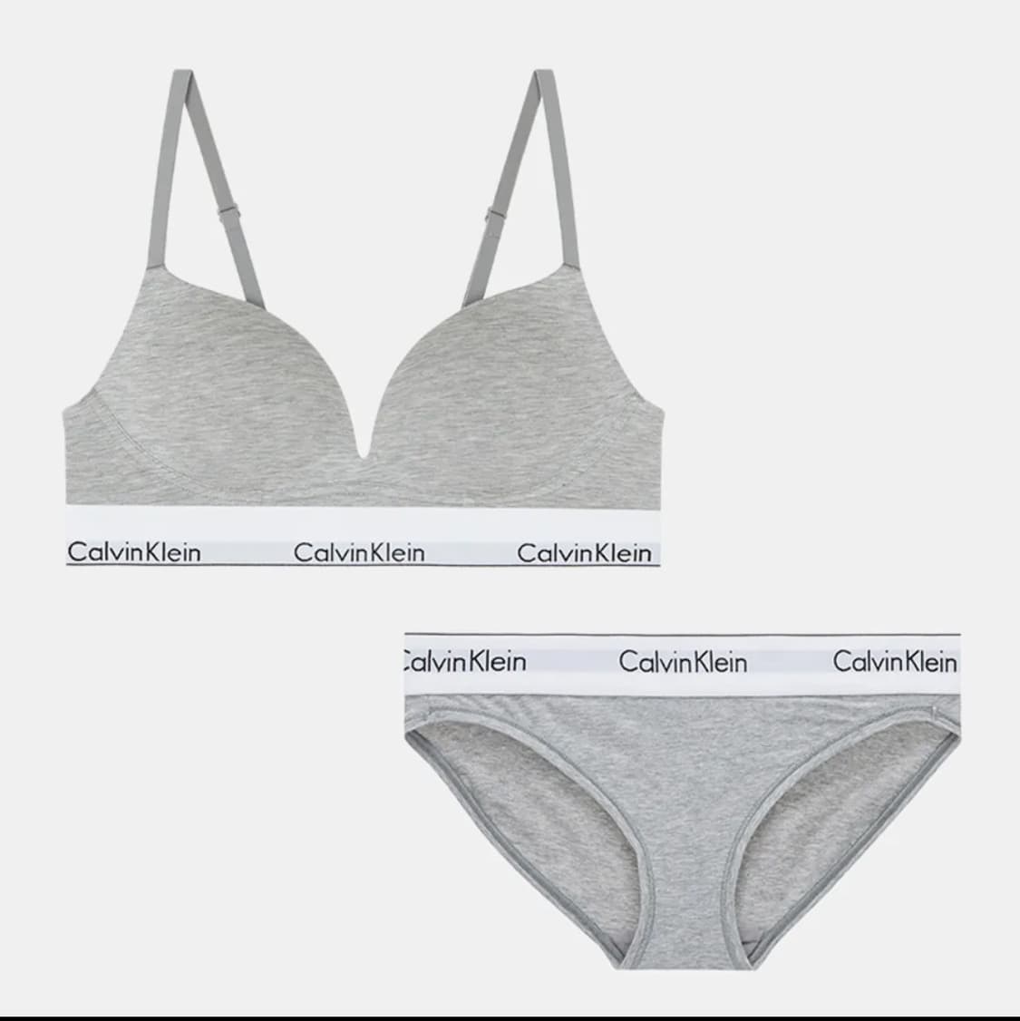 캘빈클라인 속옷 아이콘 코튼 모달 푸쉬업 브라렛 세트 그레이 상품이미지1