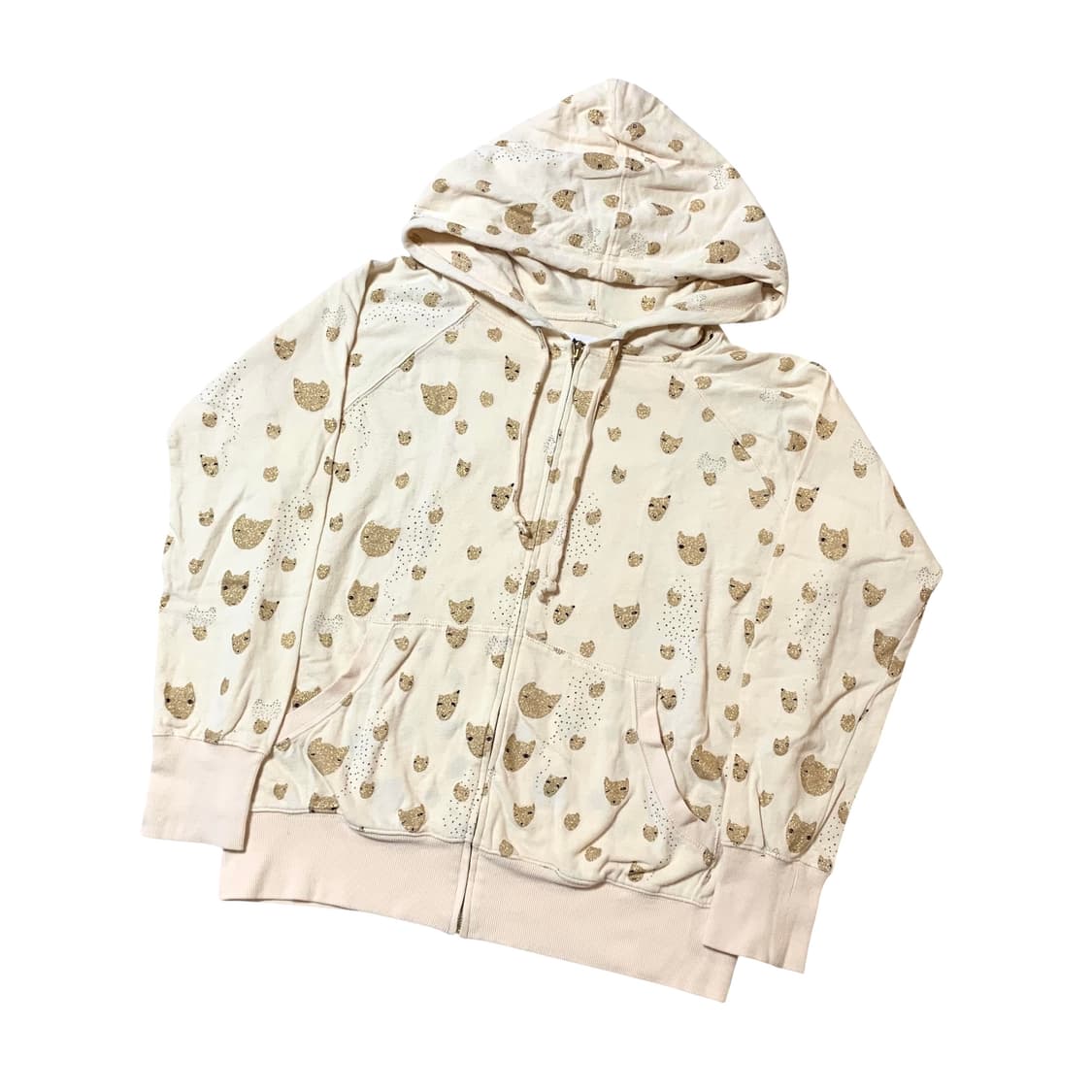 츠모리치사토 고양이 도트 후드집업 상품이미지1