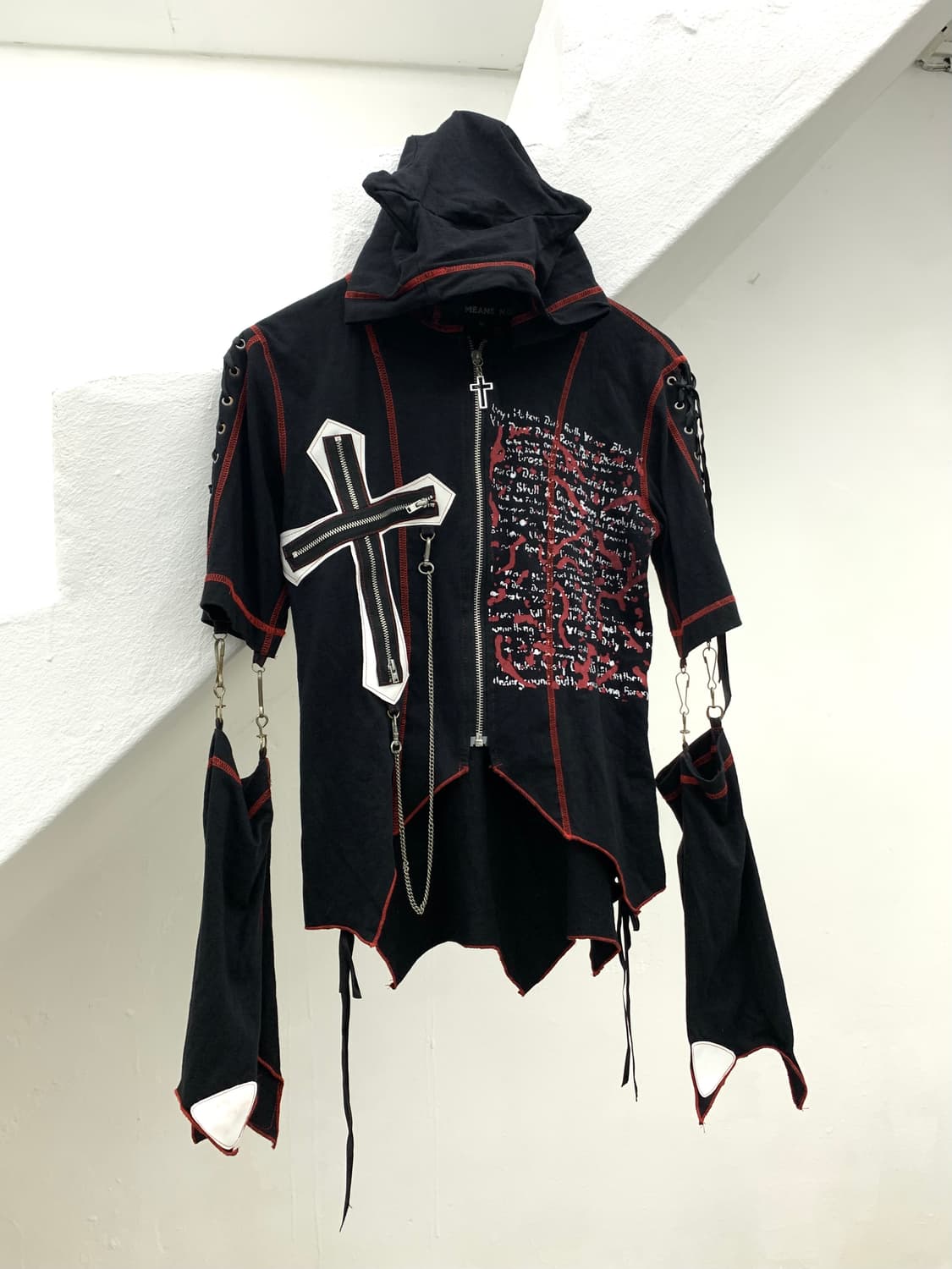 Crucifix cat punk chainsaw hoodie  상품이미지1