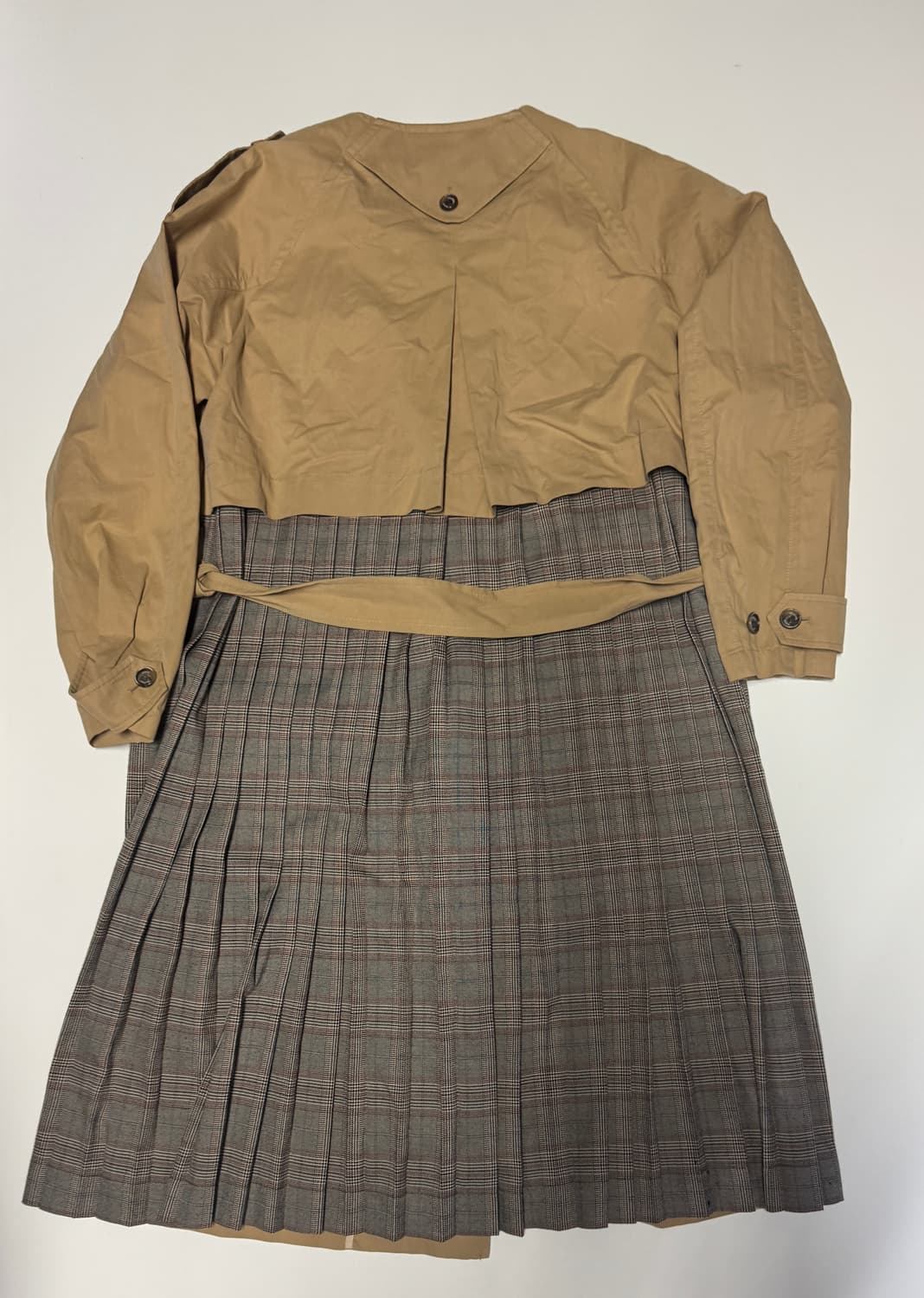 여성 써스데이아일랜드 체크 플리츠 벨티드 트렌치코트 S 상품이미지2