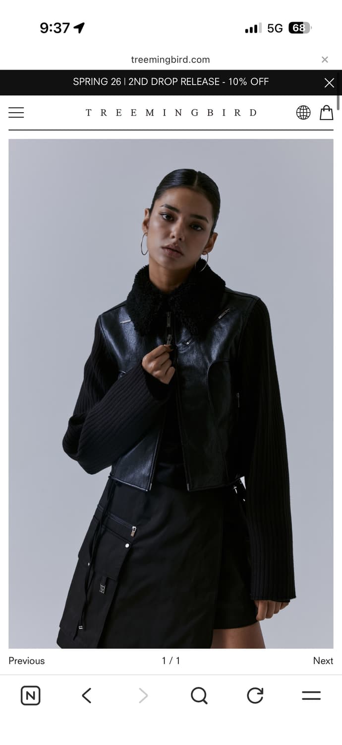 트리밍버드 2-way Collar 니트 슬리브 레더자켓 상품이미지1