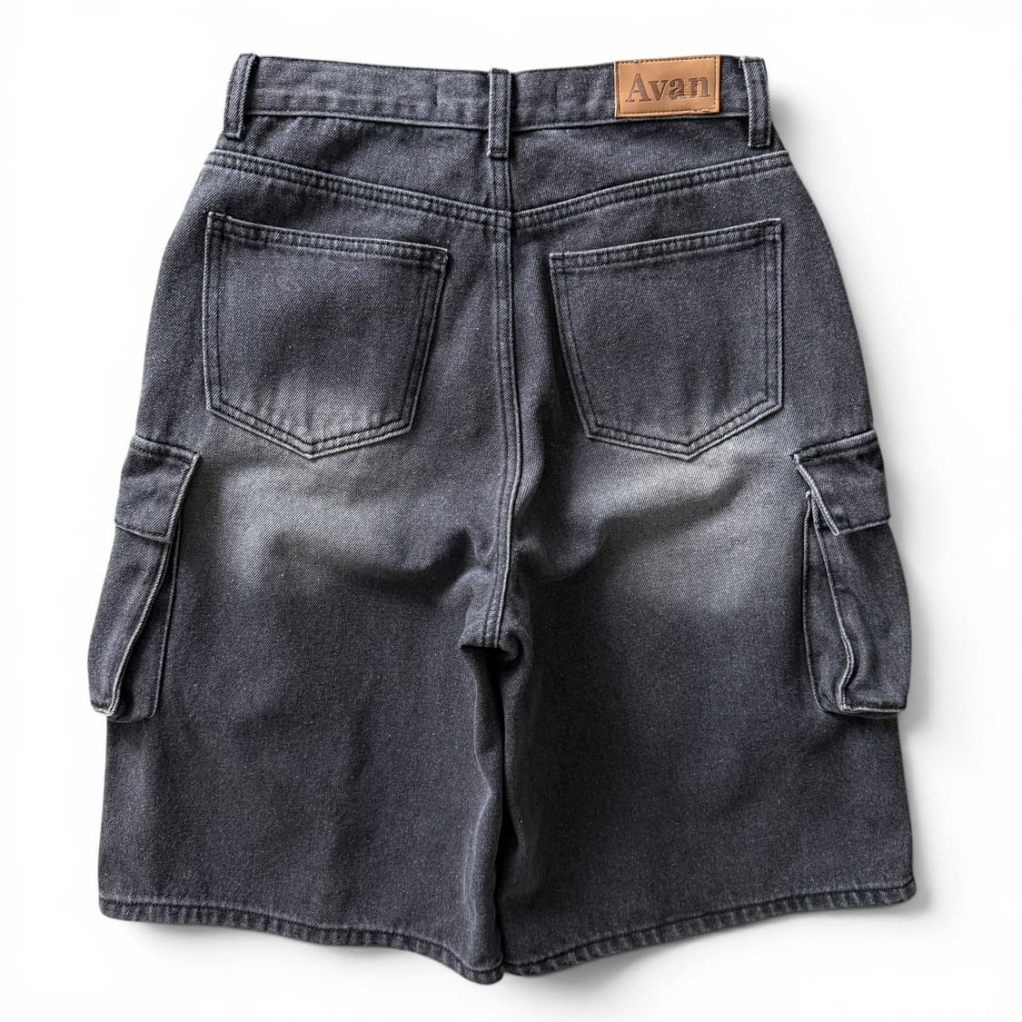 Avandress Black Washed Denim Cargo Short 상품이미지3