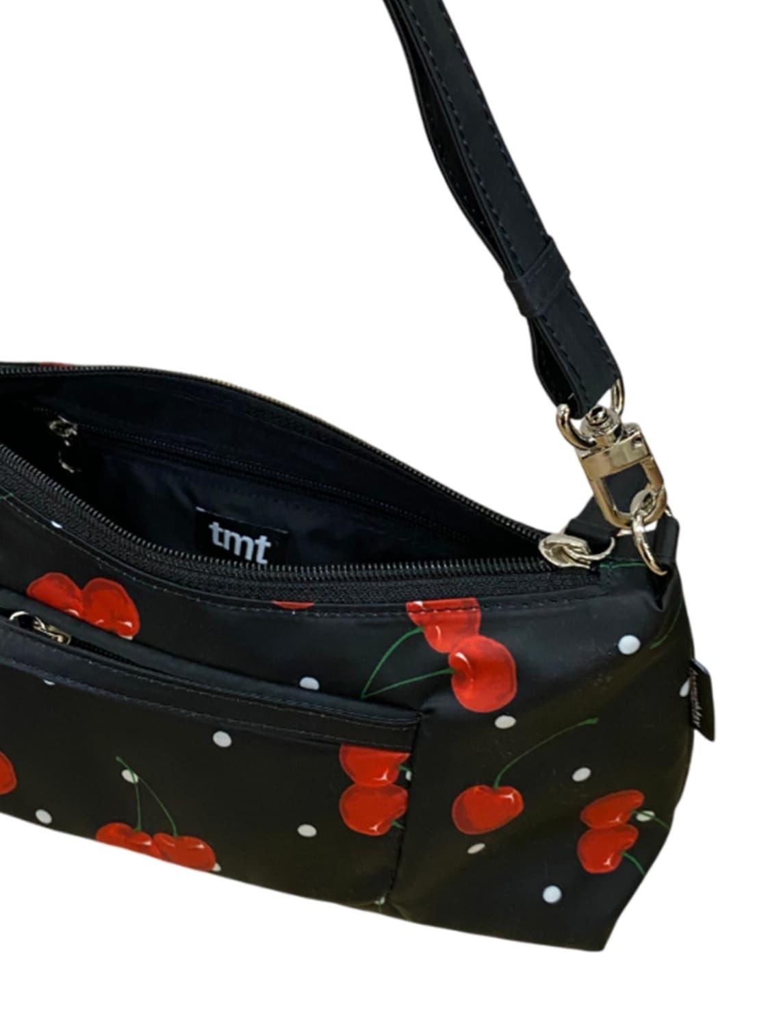(새상품) 투머치택스 프린티드 호보백 블랙 체리 (조이 착용) 상품이미지3