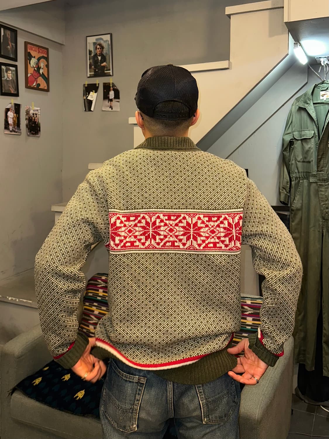 00’s Diesel flower pattern knit zip-up 상품이미지3