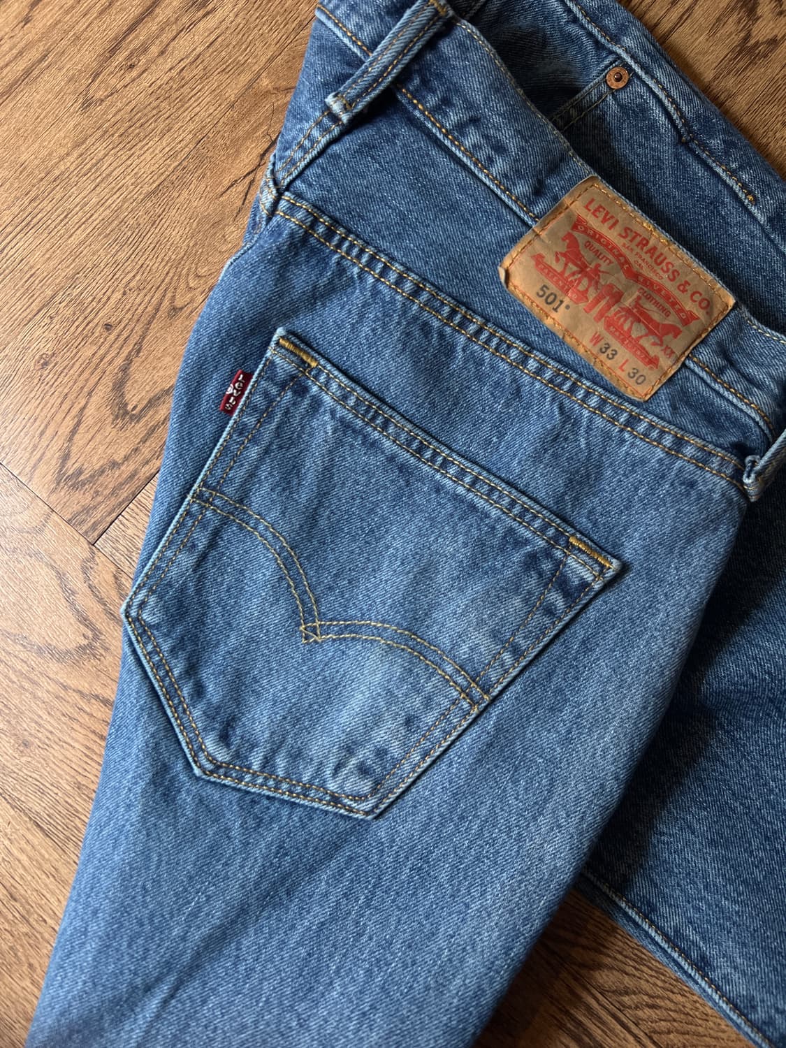 [33]리바이스 501 미디엄블루 스트레이트핏 데님 팬츠 상품이미지5