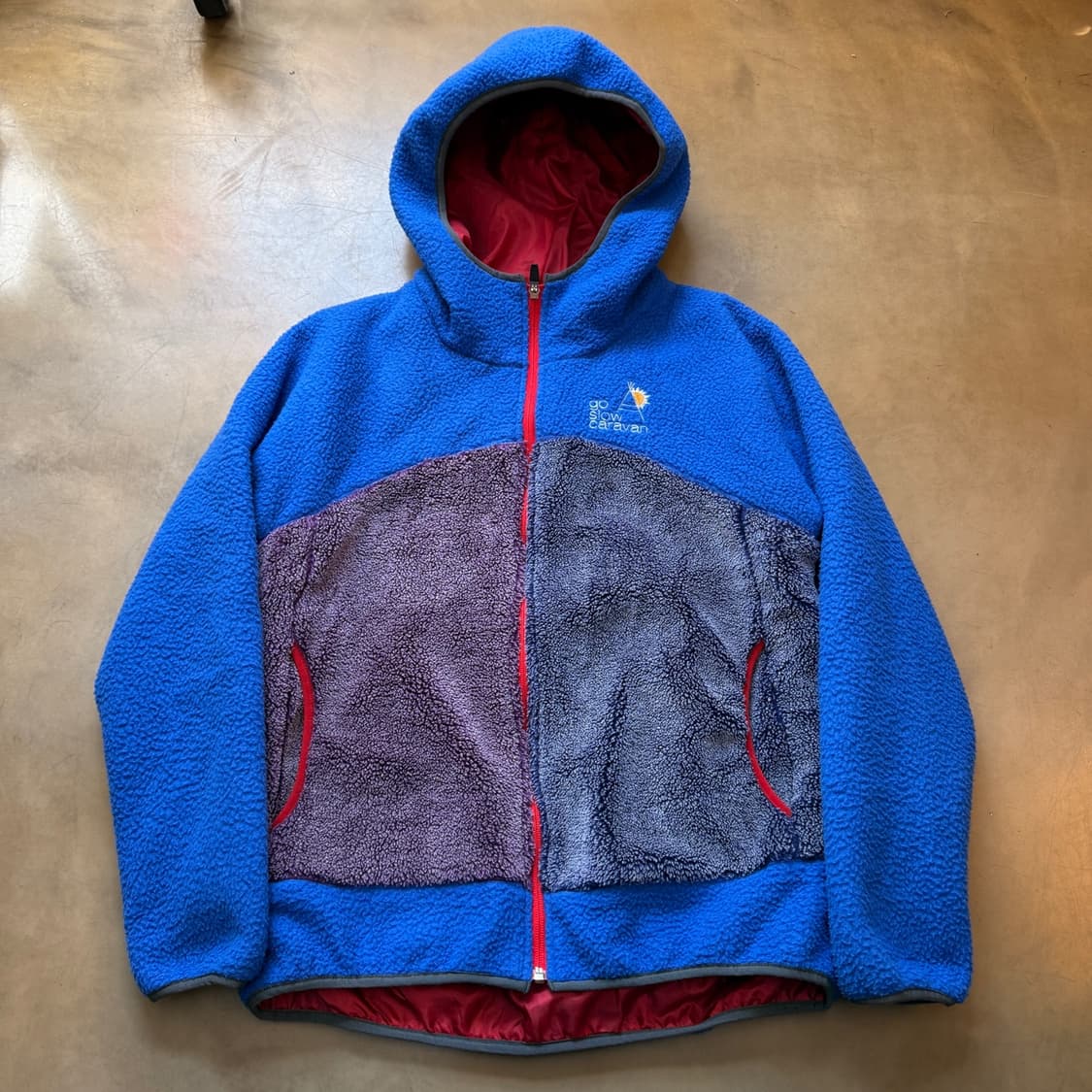 고 슬로우 카라반 배색 플리스 후드 집업 자켓 상품이미지1