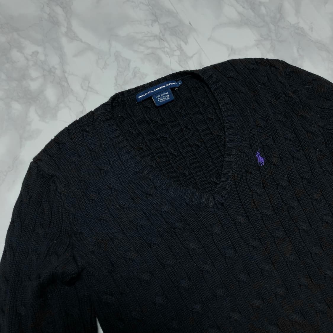 폴로 랄프로렌 꽈배기 니트 브이넥 여성용 상품이미지2