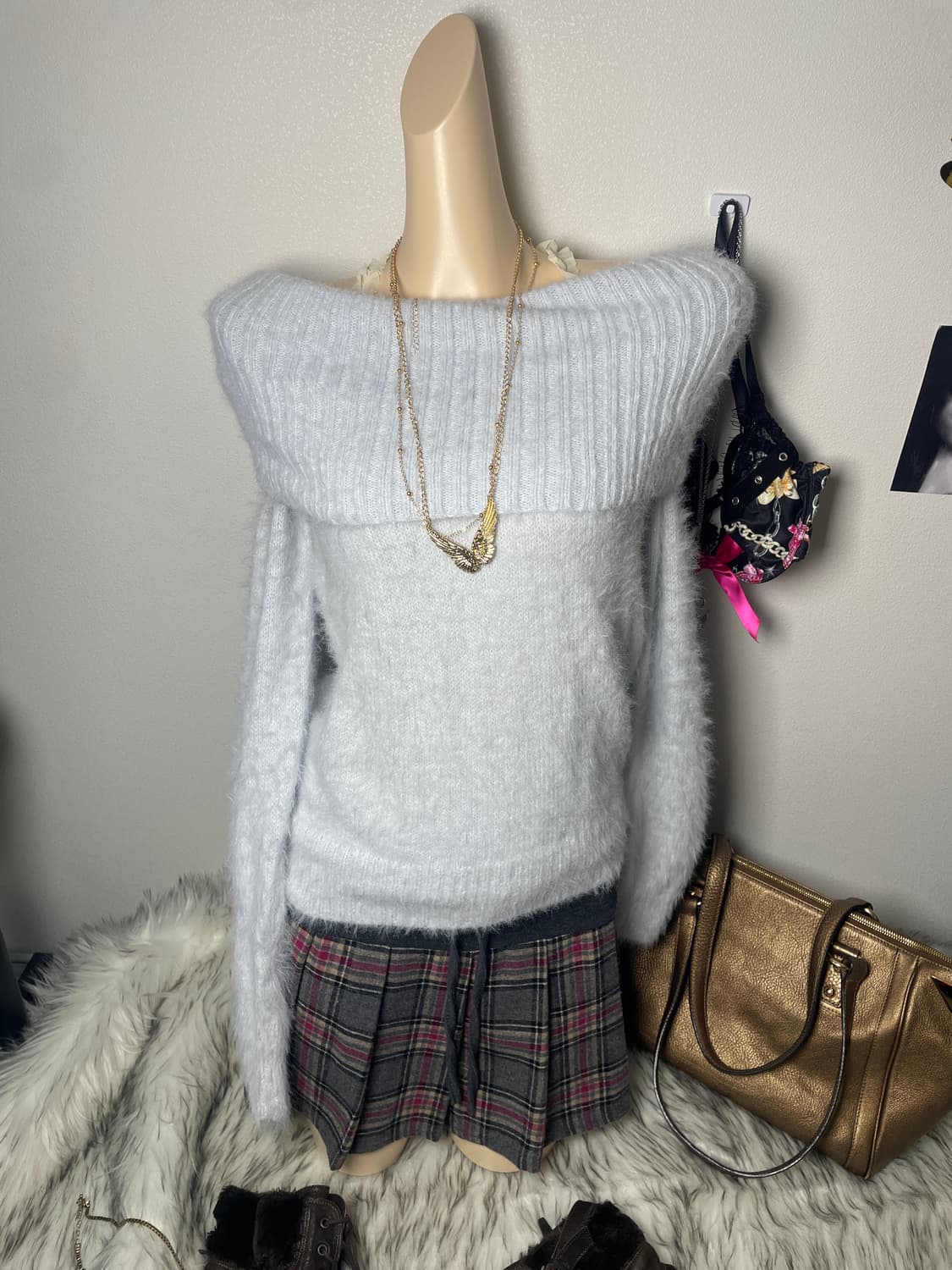 빈티지 글리터 하늘색 니트 상품이미지5