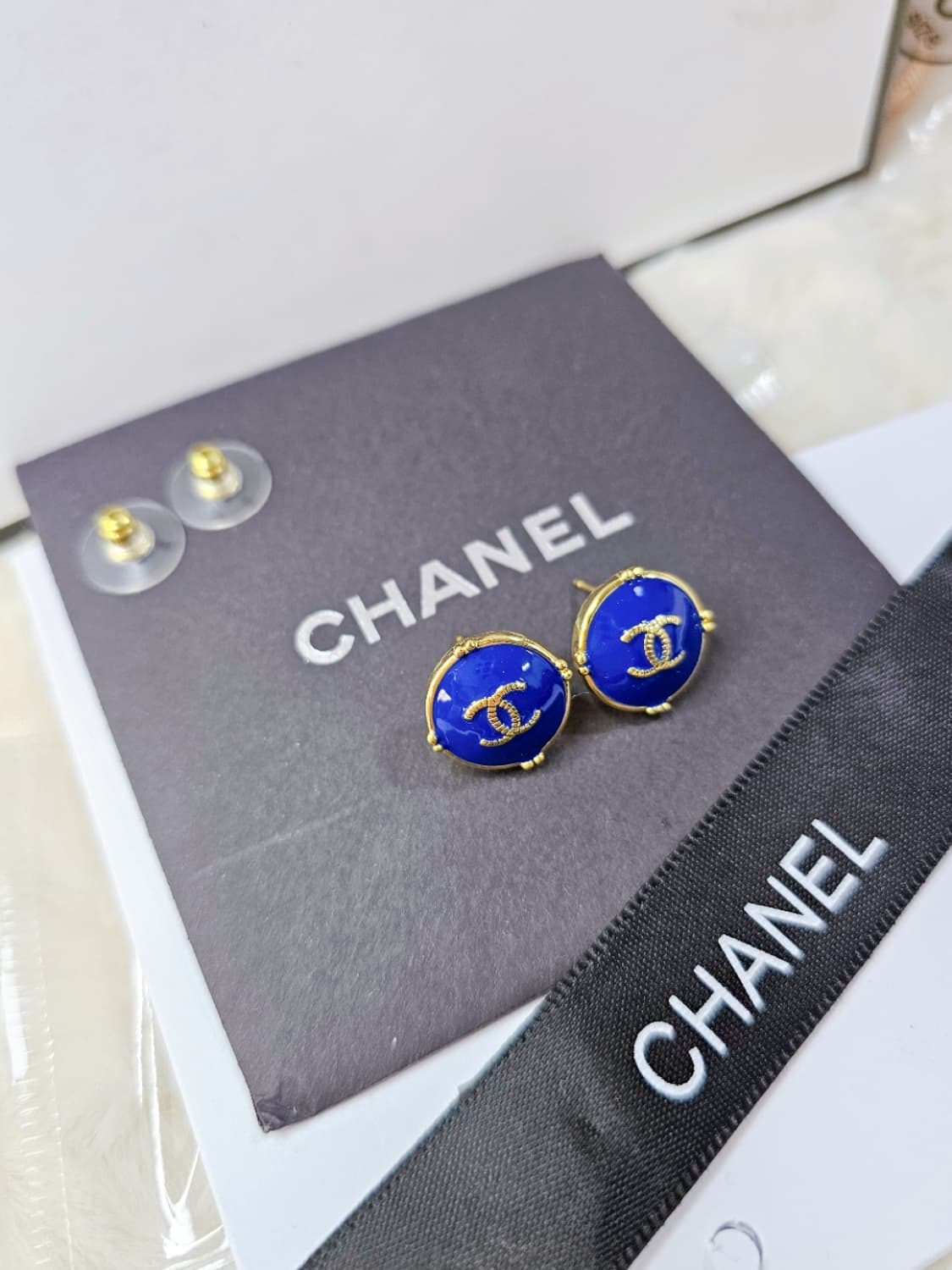 빈티지 샤넬 블루 업사이클링 이어링 상품이미지2