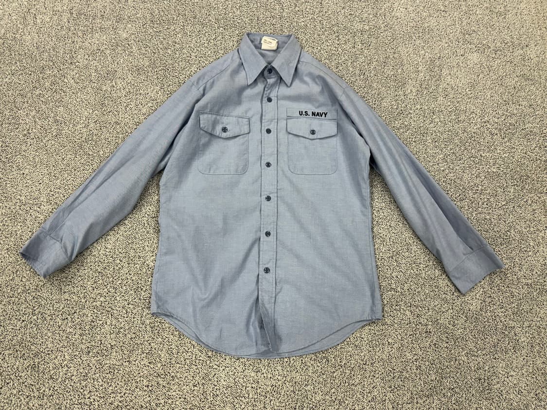 US NAVY 미해군 유틸리티 샴브레이셔츠 상품이미지1