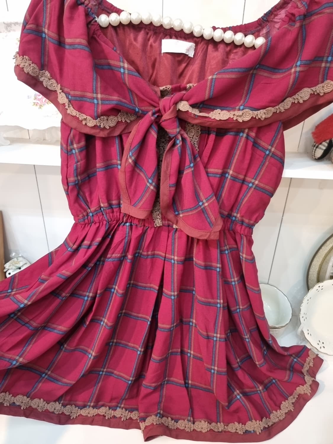 Liz Lisa 클래식 체크 리본 원피스 상품이미지3