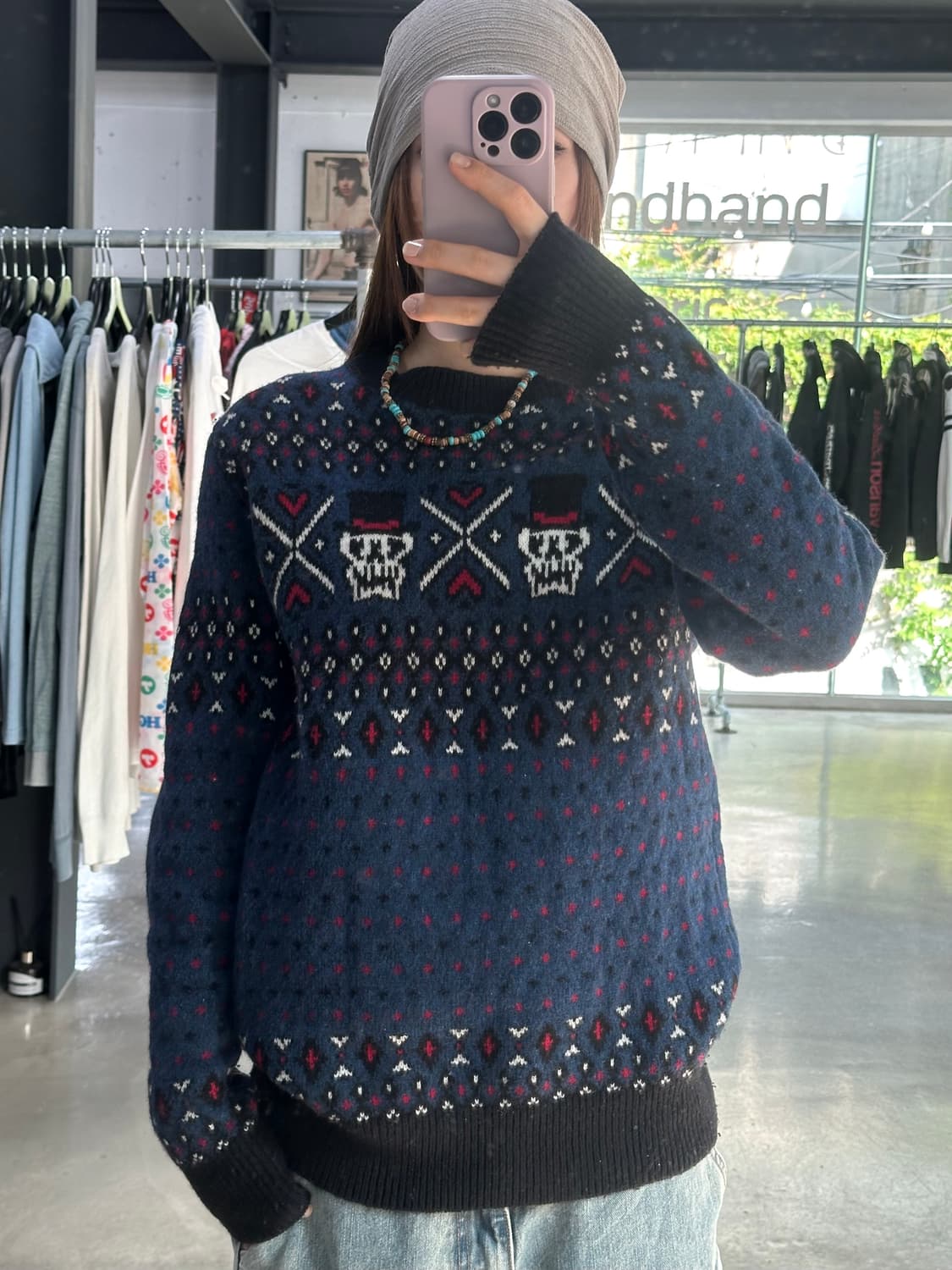 히스테릭글래머 스컬 Fair isle 자카드 니트 상품이미지3