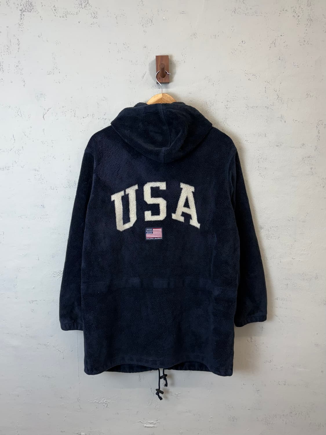 폴로스포츠 90s USA 빅로고 네이비 플리스 후드 자켓 상품이미지1