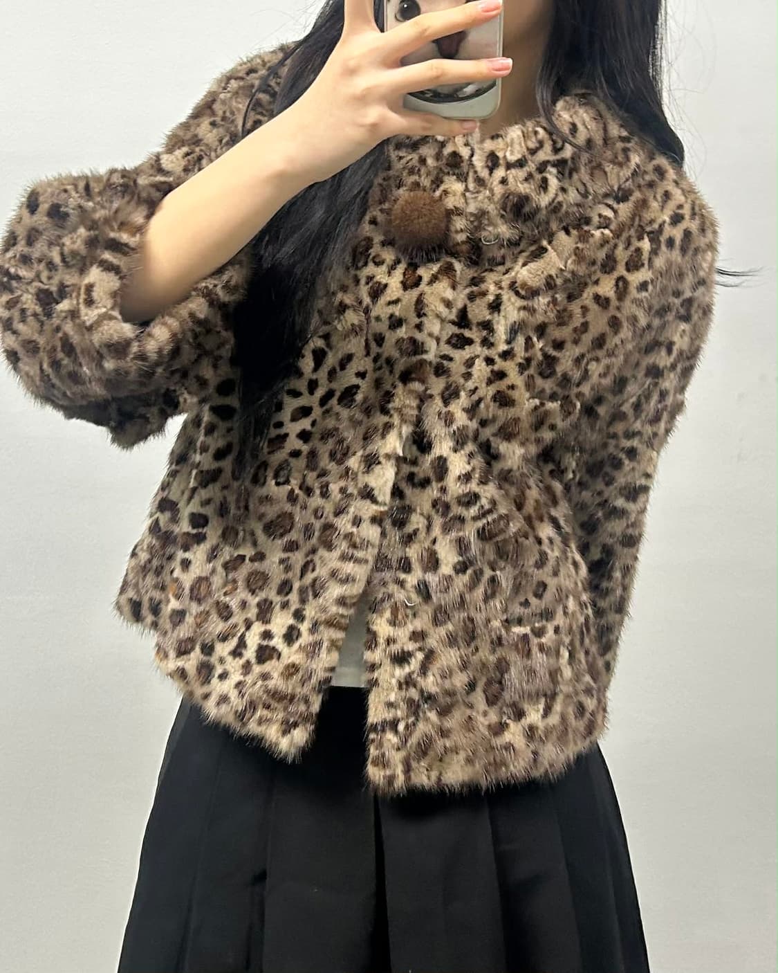 [S] Deeo 레오파드 천연 밍크 퍼 숏 자켓 상품이미지1