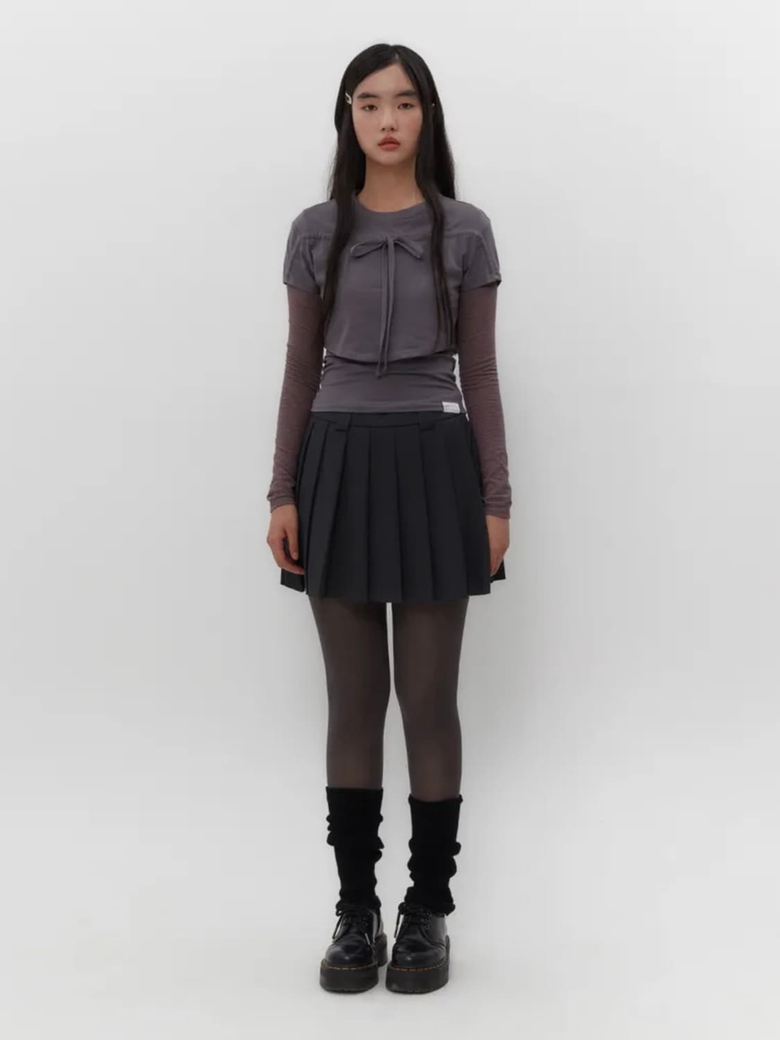 Tuomio TM SYMBOL PLEATS SKIRT [CHARCOAL] 상품이미지2