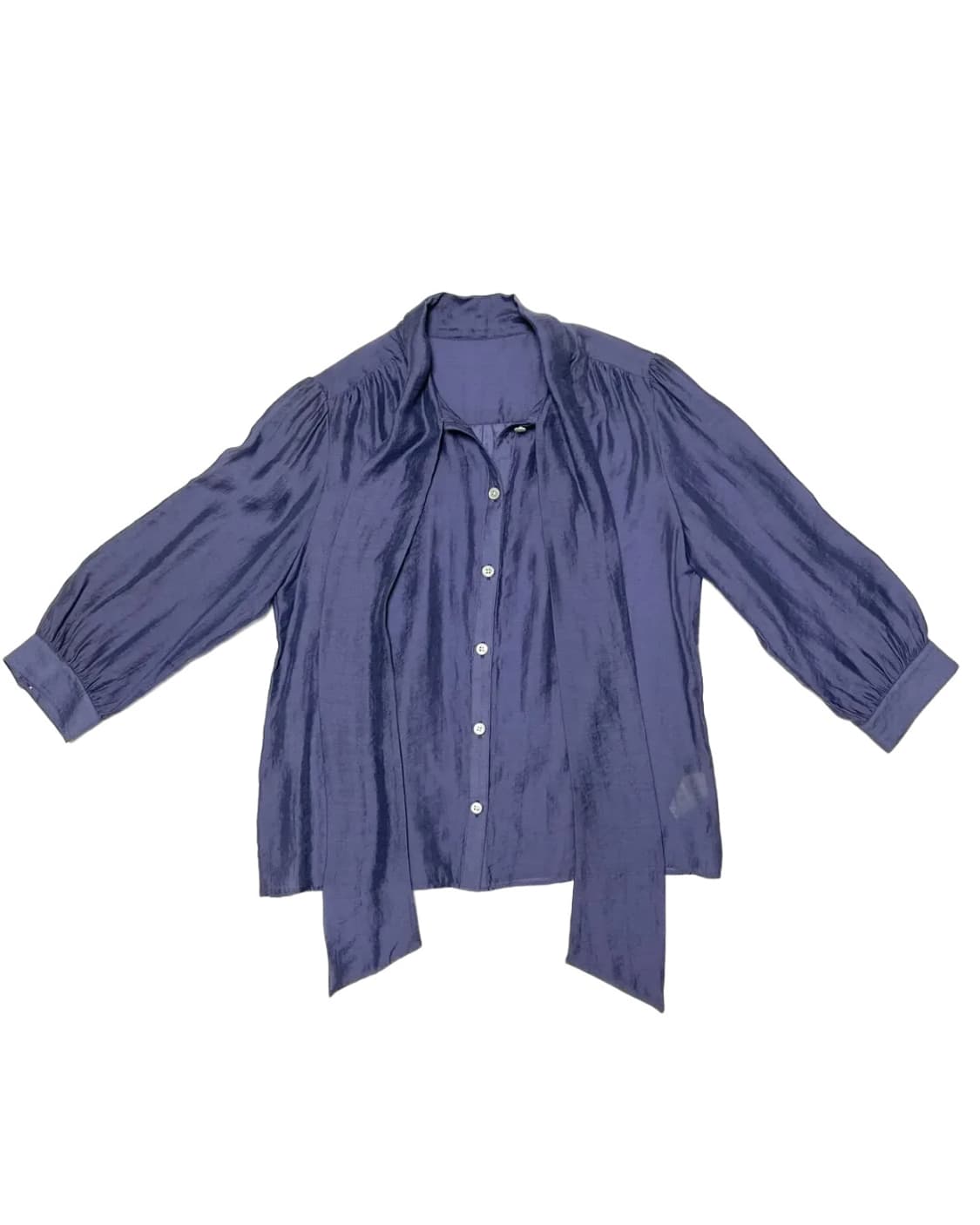Blue scarf tie blouse 상품이미지1