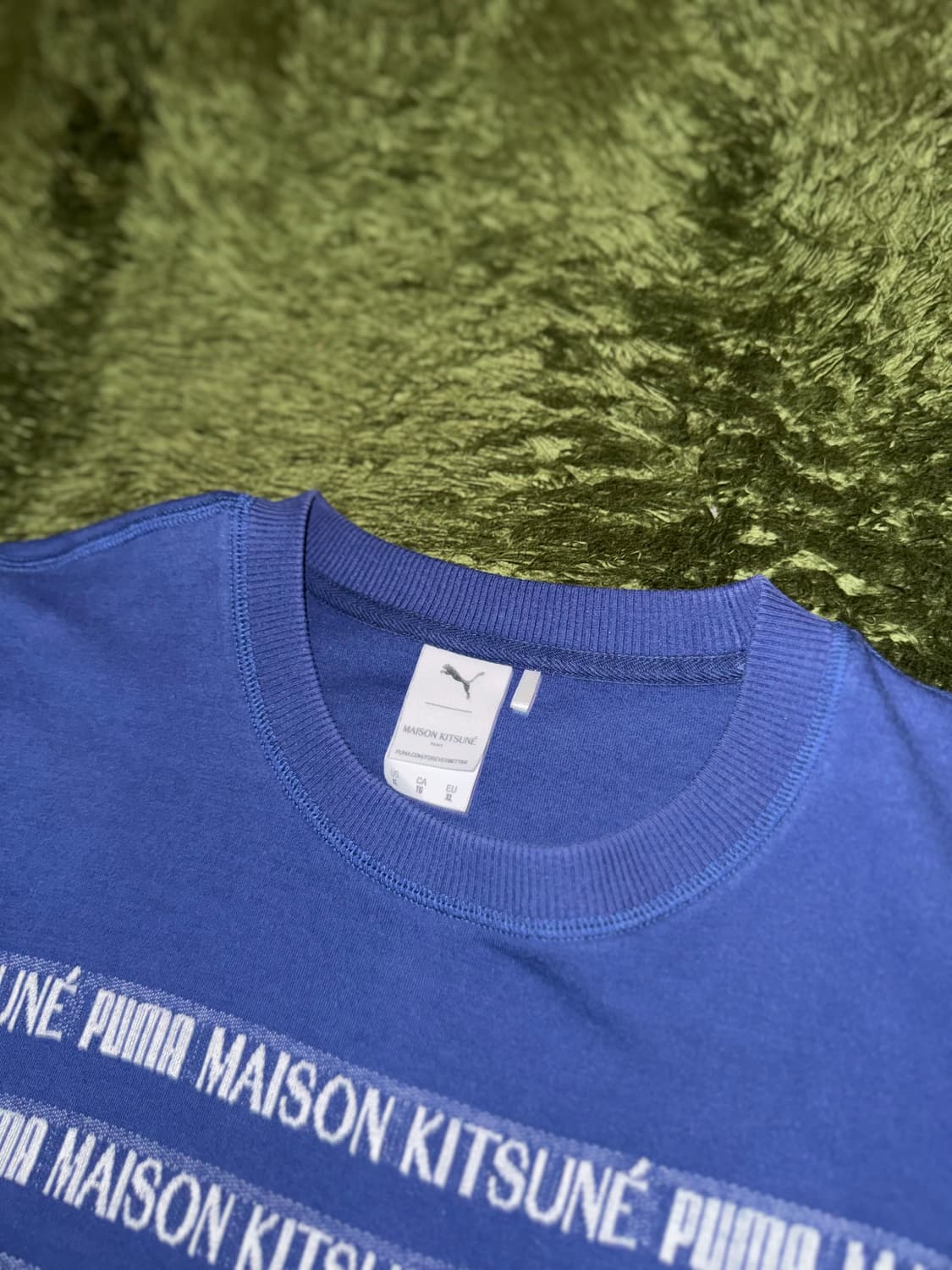[XL] 푸마 X 메종 키츠네 콜라보 자카드 티셔츠 블루 상품이미지3