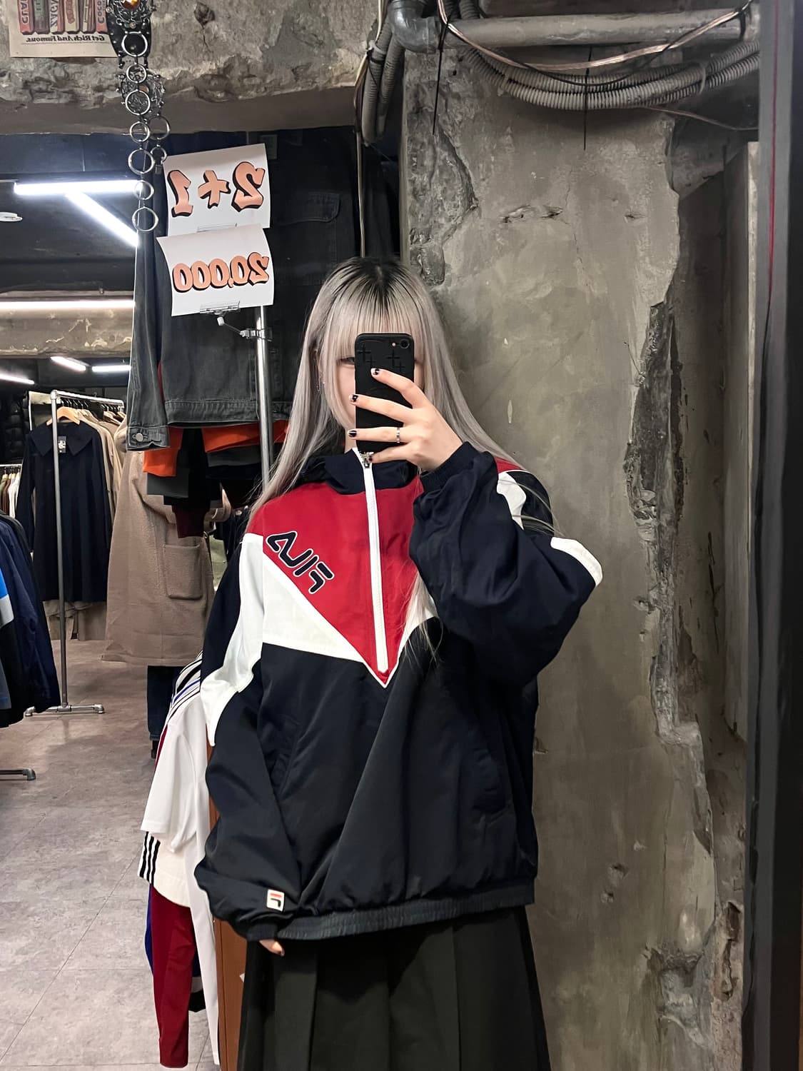 휠라 아노락 후드 점퍼 맨투맨 블랙 L  #csz2908  상품이미지2