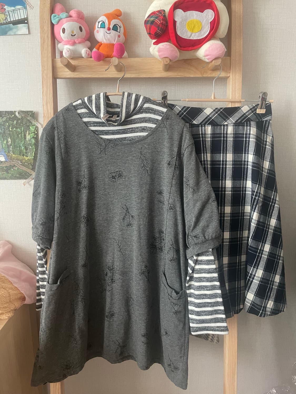 모리걸 빈티지 무채색 사와코 레이어드 set 🤍🩶 상품이미지2