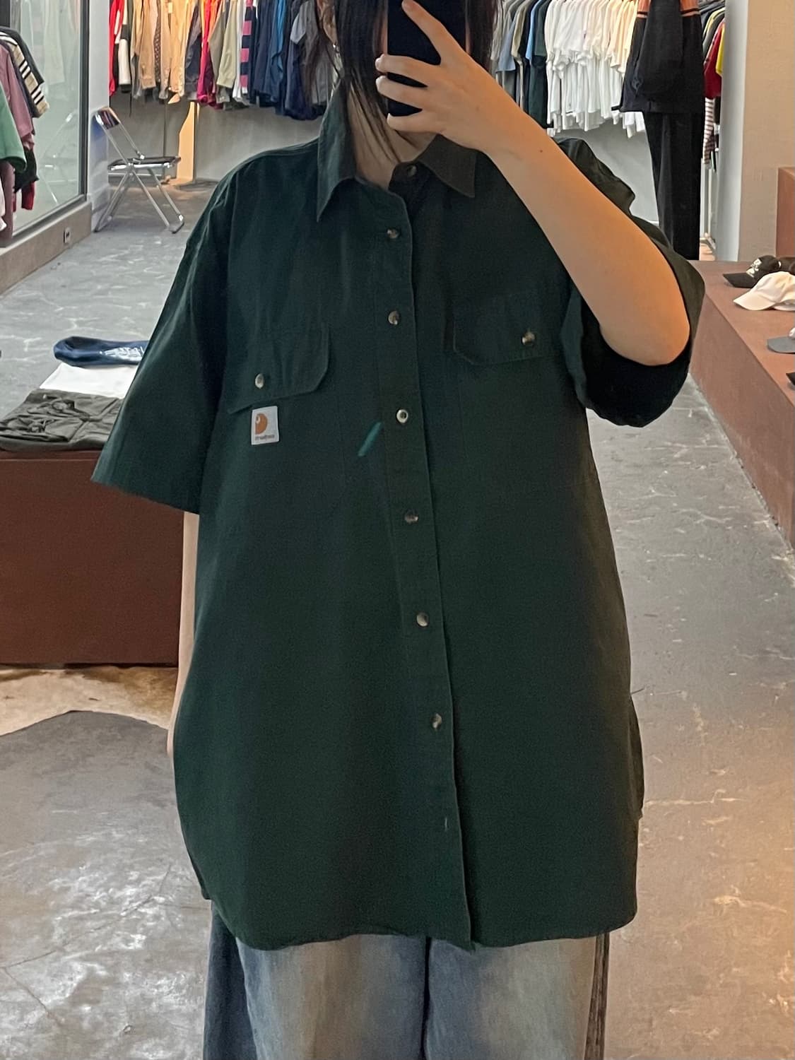 칼하트 다크그린 반팔 셔츠 H2452 상품이미지1