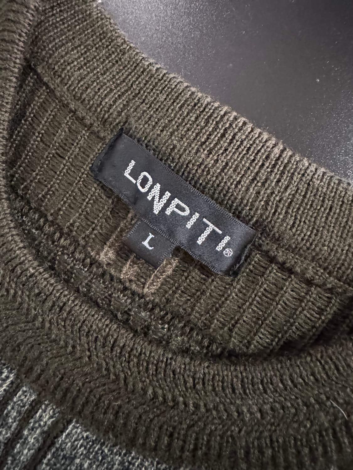 일본빈티지 LONPITI 빈티지 컬러블록 니트 L 상품이미지4