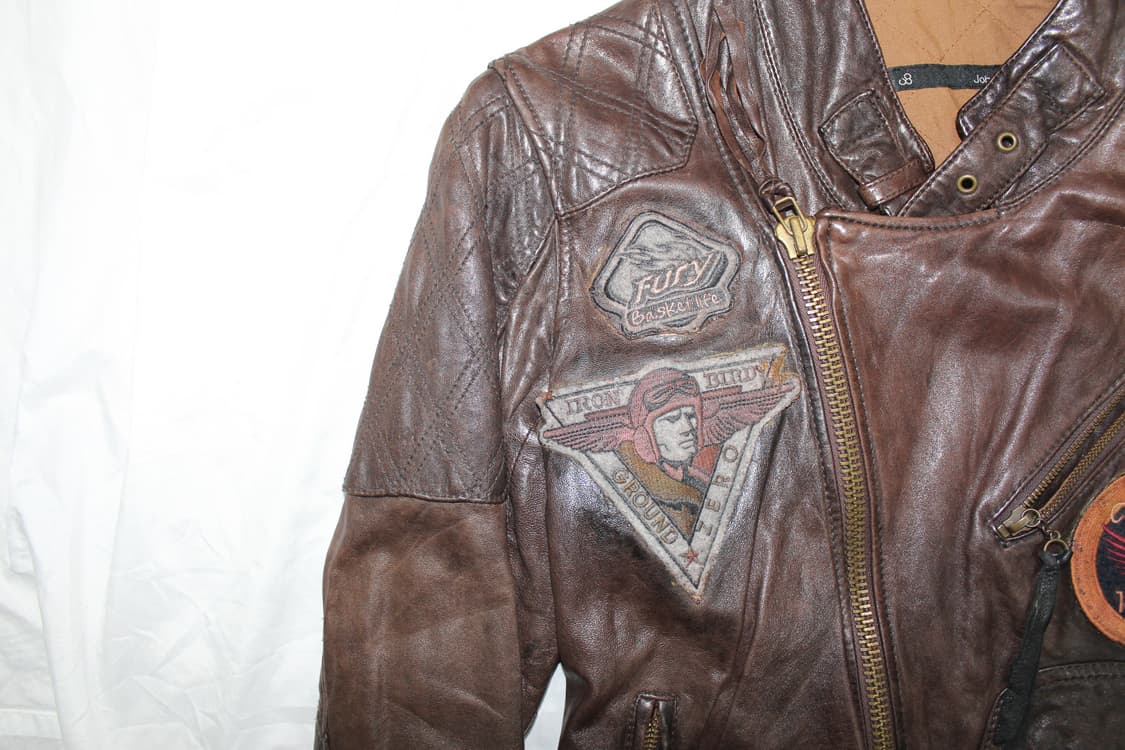 1990s Johnbull 존불 패치워크 레더 바이커 자켓 상품이미지5