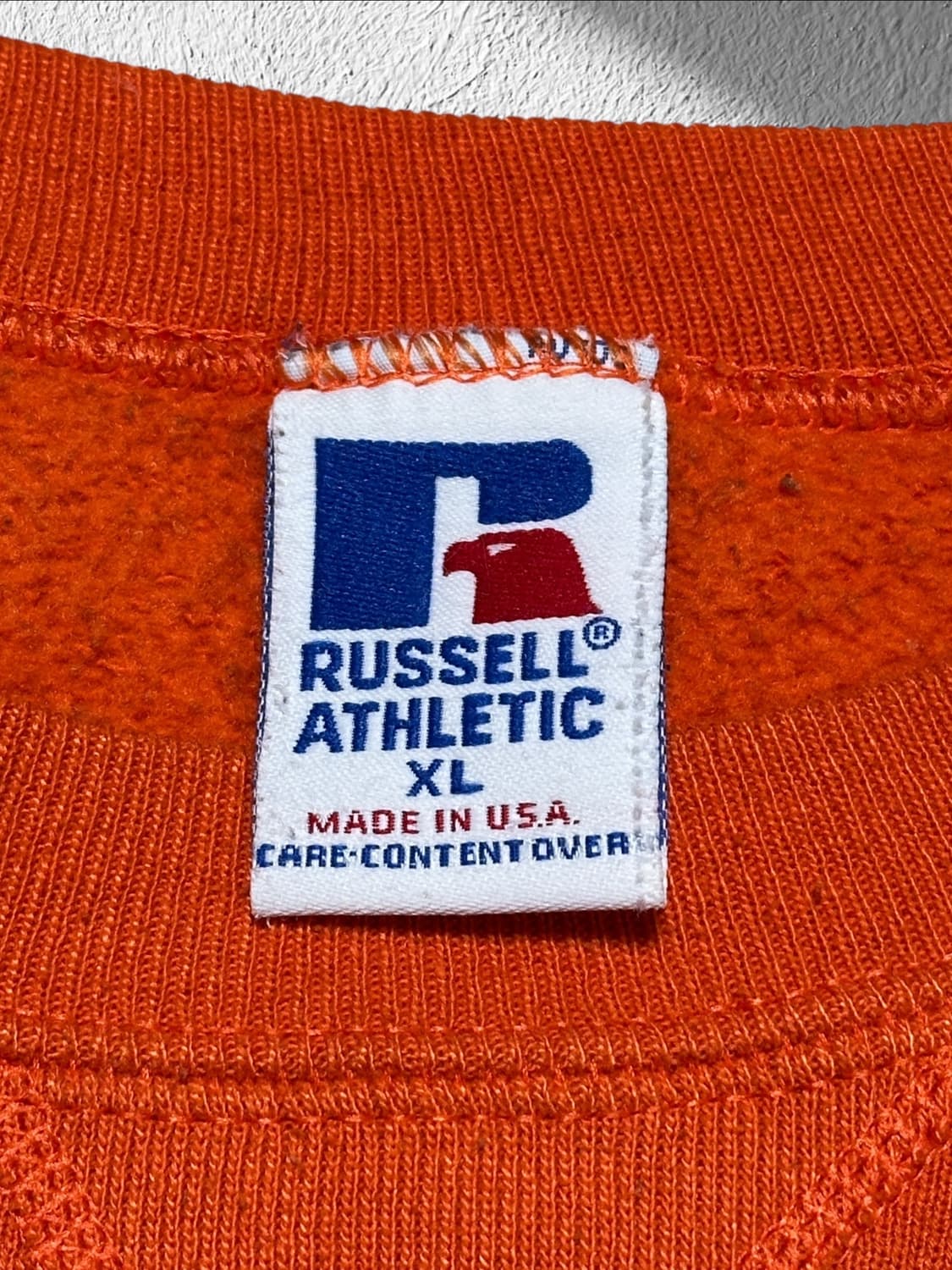 90s russell 러셀 스웻셔츠 오렌지 XL 상품이미지2