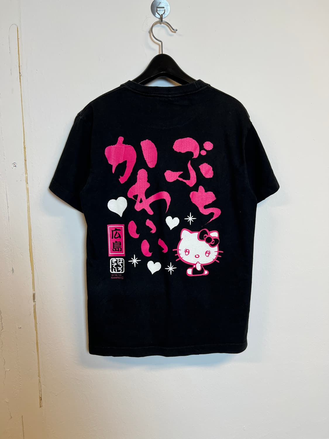 T085 JPN 블랙 헬로키티 프린팅 반팔티셔츠 S 상품이미지2