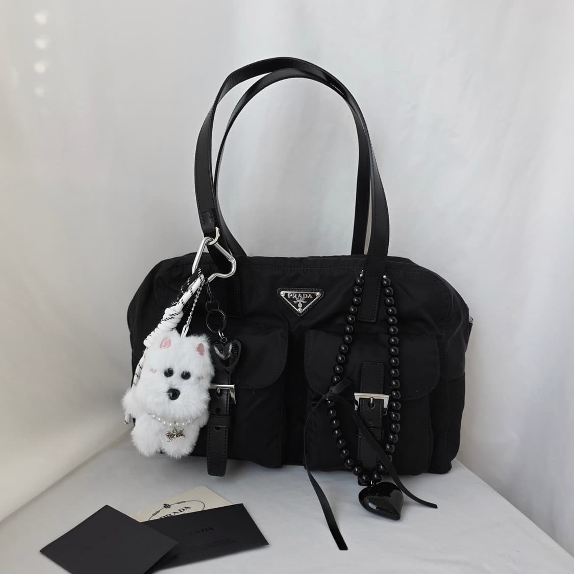 [정품 PRADA] 프라다 투포켓 나일론 숄더백 볼링백 상품이미지1