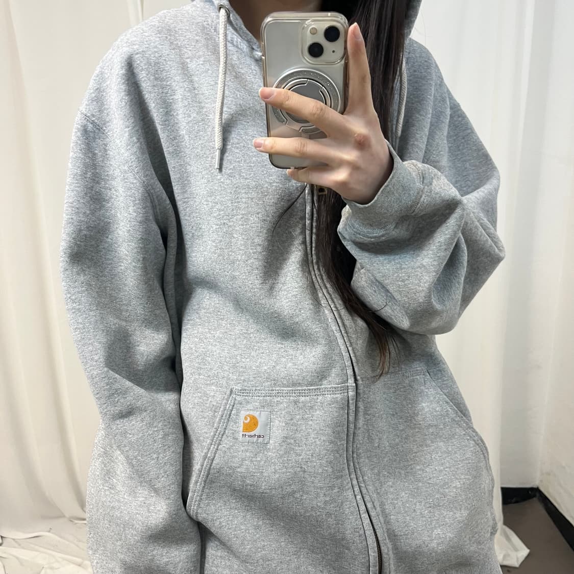 Carhartt Melange Grey Hood Zip-up (이염) 상품이미지3