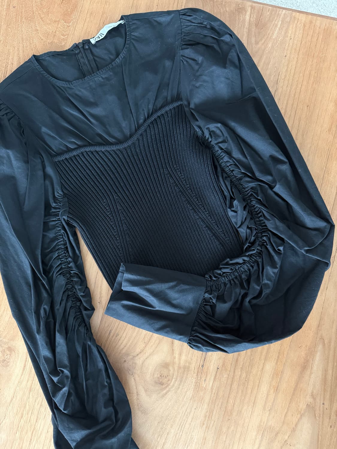 자라 블랙 퍼프 니트 뷔스티에 블라우스 상품이미지5