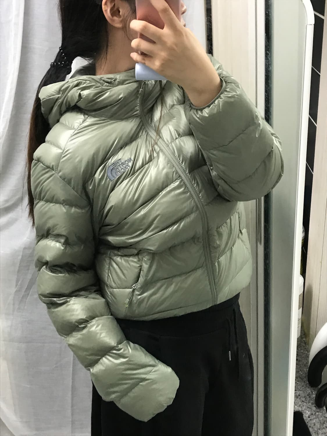 실물 존예! 새상품 노스페이스 경량패딩 마티에 라이트 카키 상품이미지6