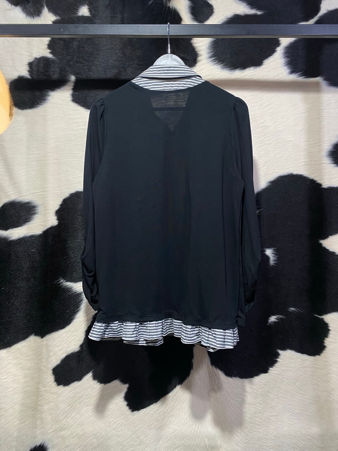 Japanese vtg 플리츠 디테일 레이어드 스트라이프 셔츠 상품이미지6