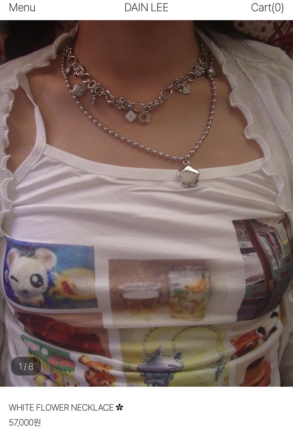 dainlee 다인리 화이트 플라워 목걸이 상품이미지1