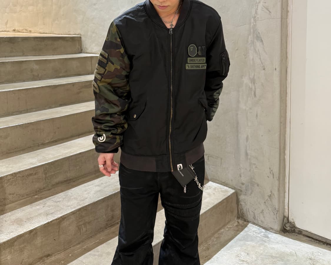17AW 베이프 x 언디핏 카모 슬리브 MA-1 봄버 자켓 상품이미지2