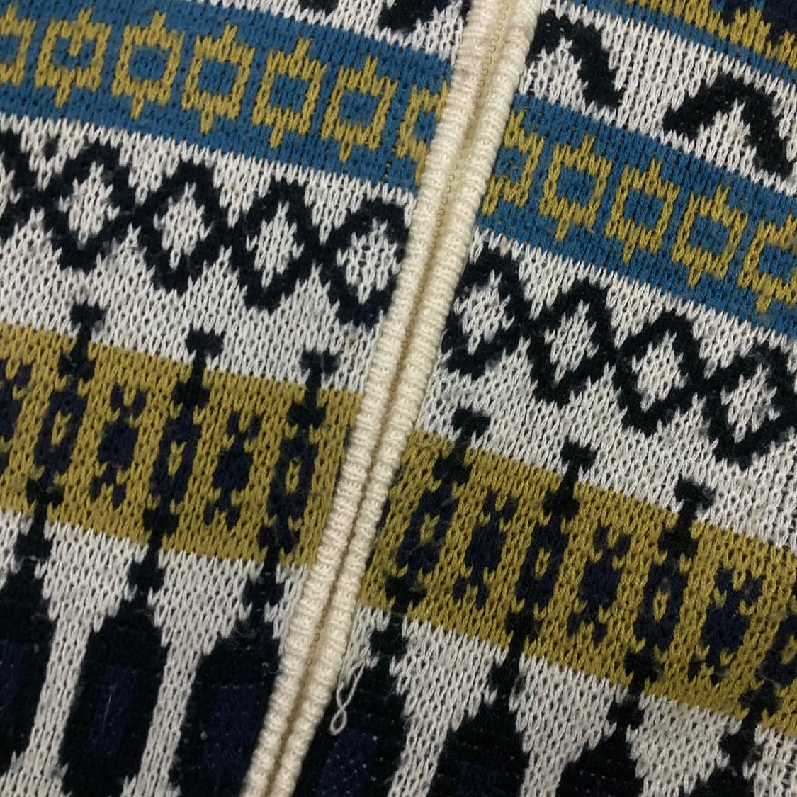 VTG 믹스 컬러 패턴 코위찬 니트 후드 집업 상품이미지2