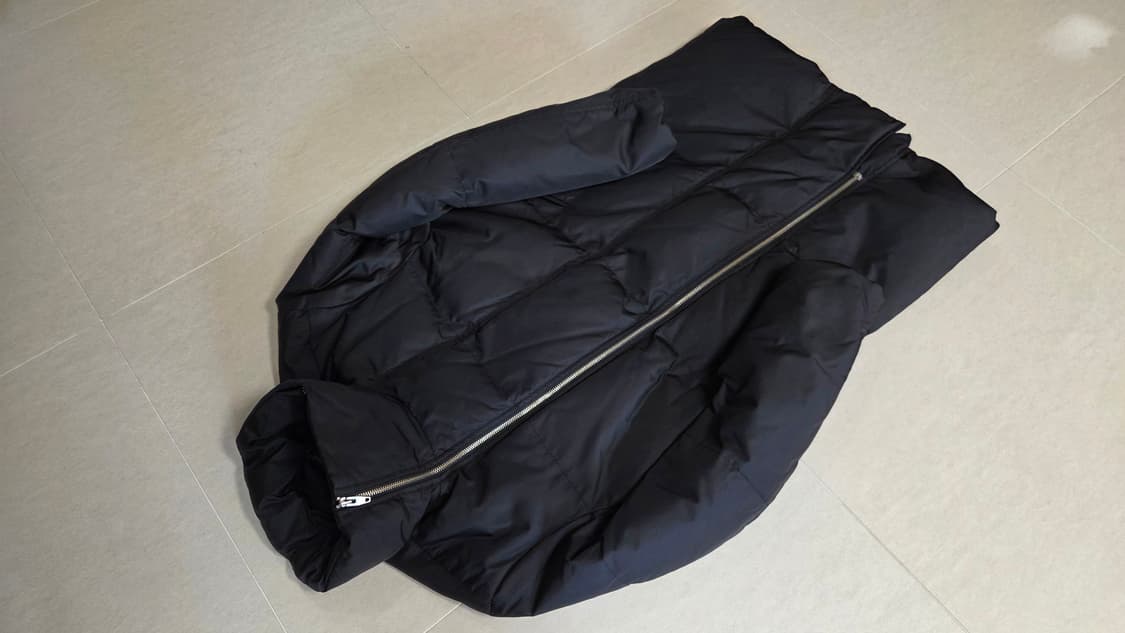 솔리드 옴므 더블 지퍼 하이넥 구스 다운 롱패딩 상품이미지4