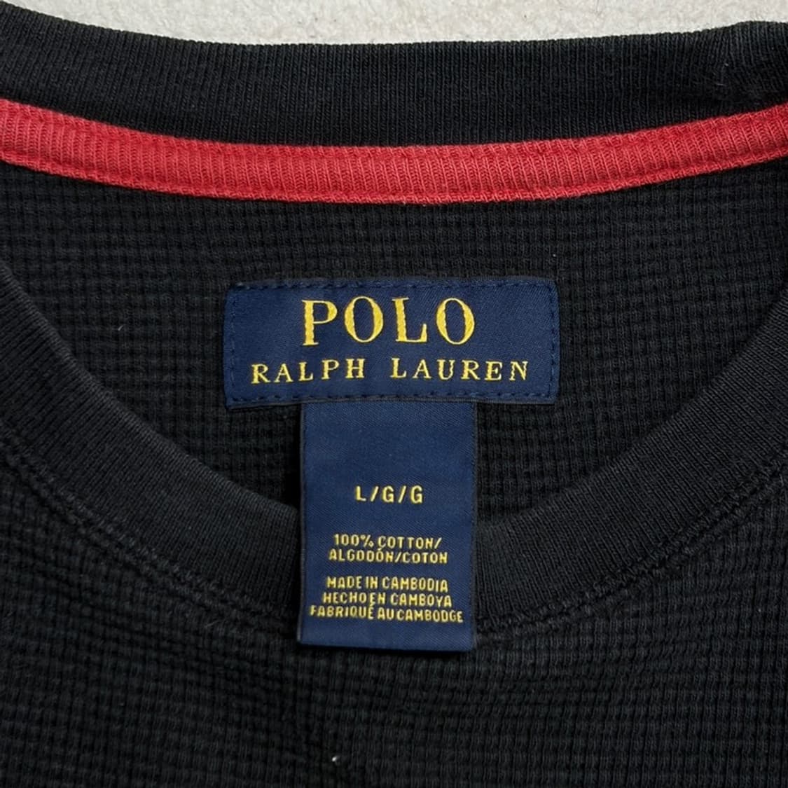 POLO RALPH LAUREN 블랙 와플 긴팔 맨투맨 L 상품이미지4