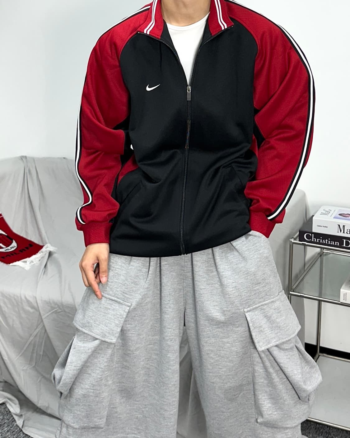 나이키 일본판 블랙 레드 배색 져지 L 상품이미지2