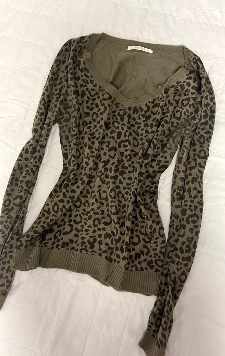 레오파드 니트 슬리브 갸루깔 상품이미지2