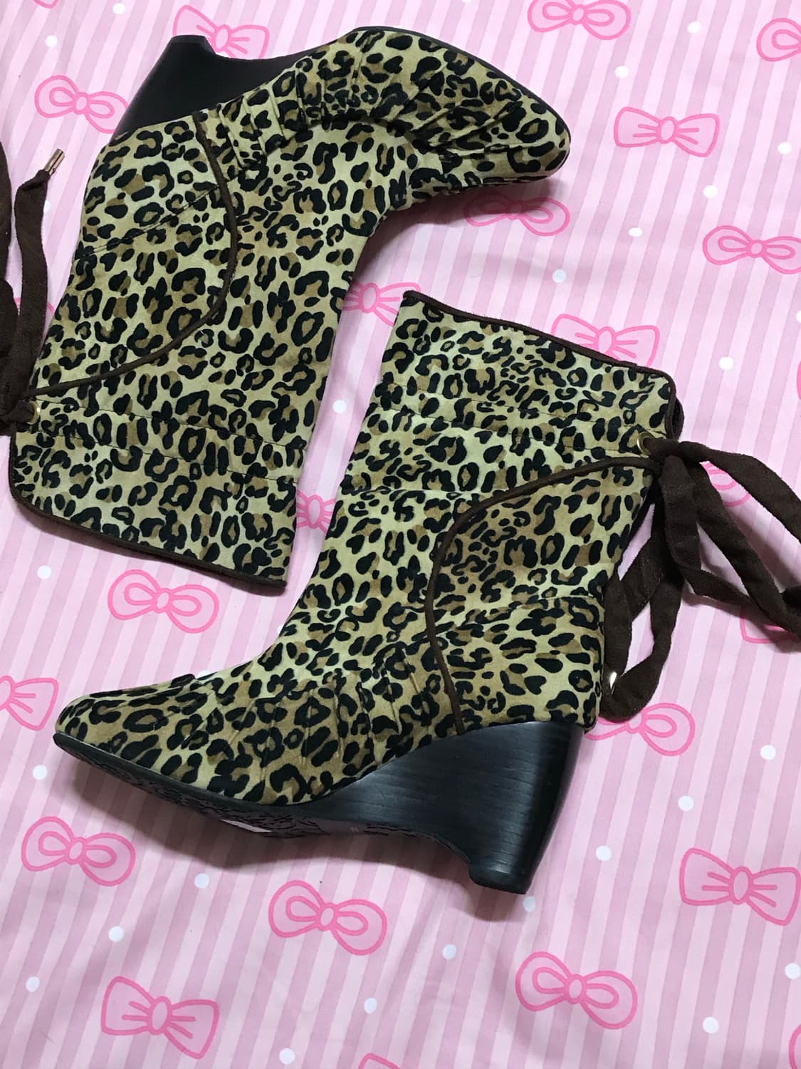 HiIIs Avenue 호피 스웨이드 웨지 힐 부츠 갸루신발 오네갸루 상품이미지2