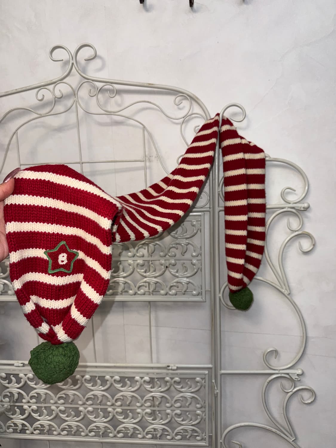 Red white candy cane knit muffler 상품이미지2